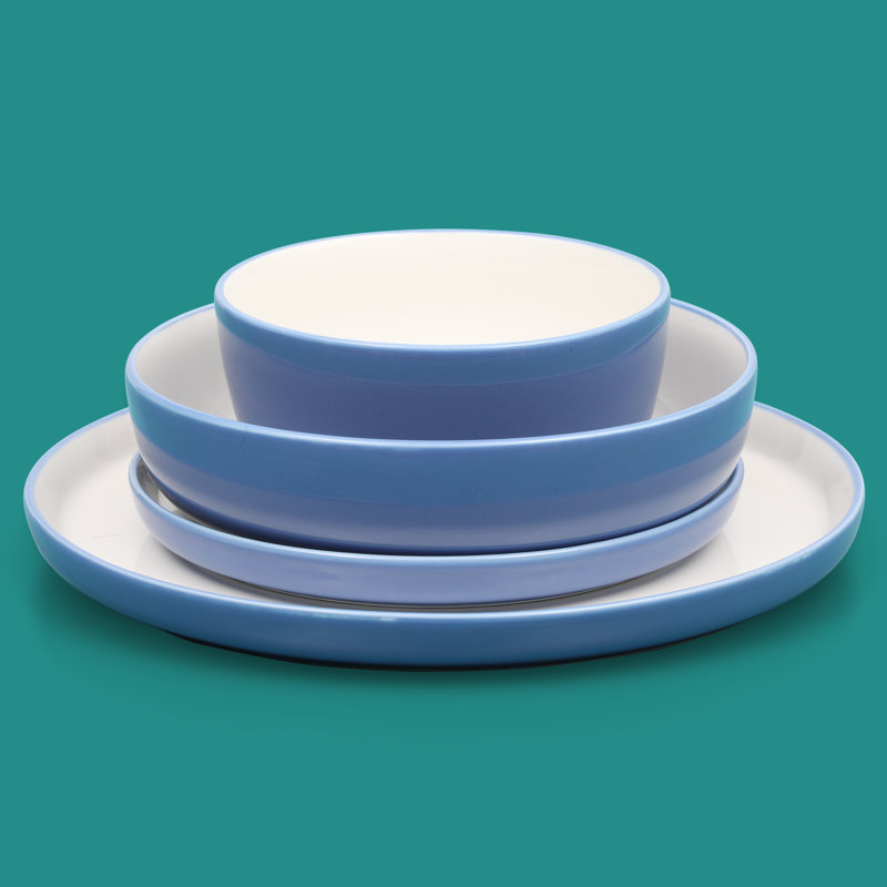 Blue and White Porcelain Dinnerware Set, Service for 4
