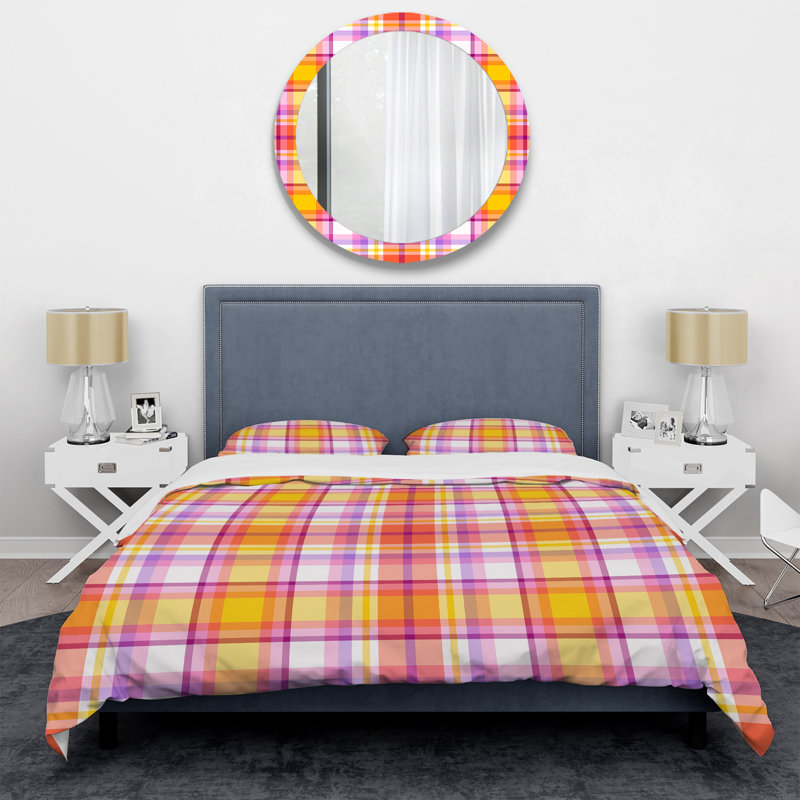 Ensemble de housse de couette en microfibre rose / jaune 3 pièces, Housse de couette double / grand + 2 taies décora
