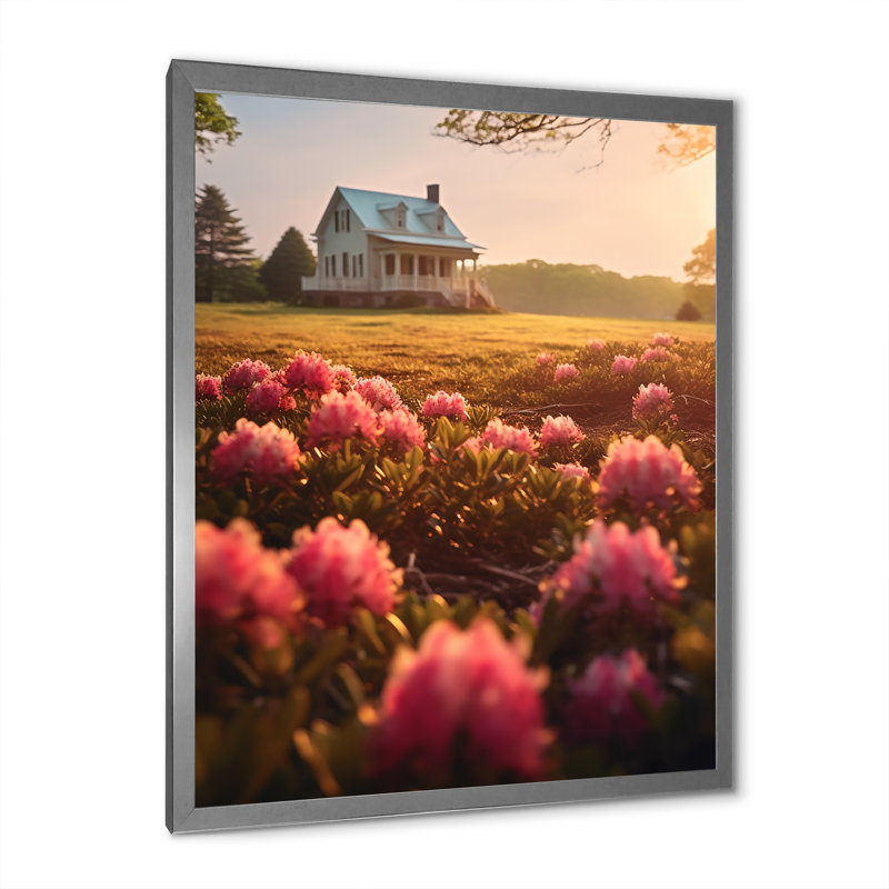 Rhododendron «Blooms at Farm VI» sur toile, H 20 po x l 12 po x P 1 po, Cadre simple argenté