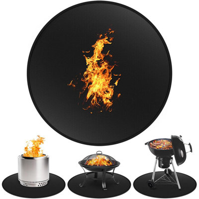 39 in. Round 4-Layer Waterproof and Oil-proof Under Grill Mat,Heat Resistant Deck Protector Fire Pit Mat for Stove,Grass, Patio and Outdoor BBQ