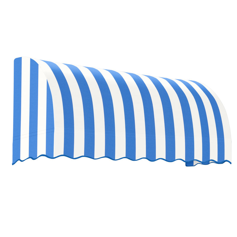 Awntech Savannah Acrylic Fabric Fixed Awning, Bright Blue/White Stripe, 44" H x 88.5" W x 36" D
