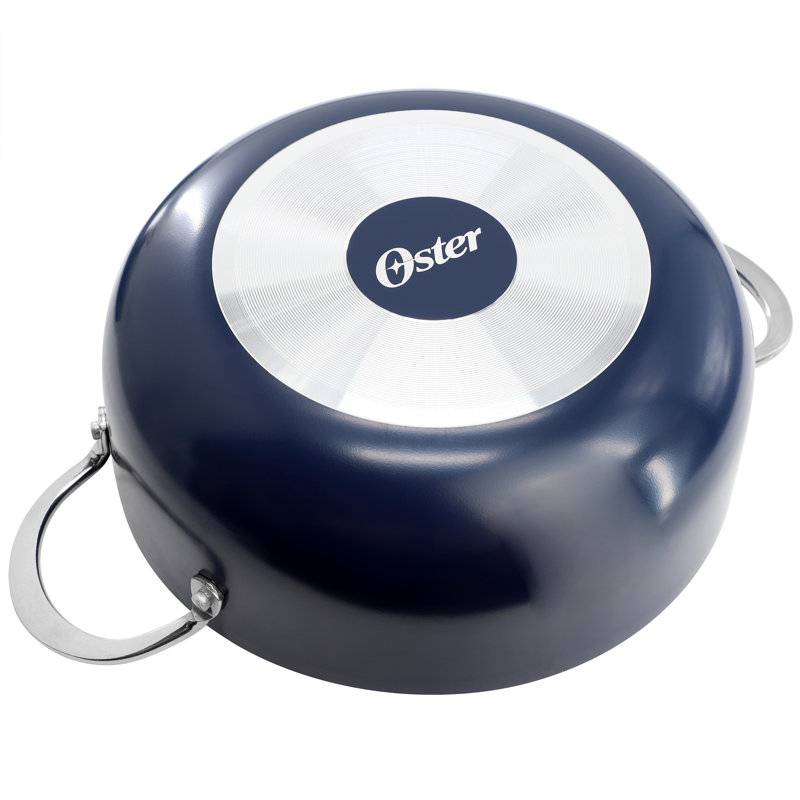 Caldero antiadhésif en aluminium bleu foncé avec couvercle Oster Cartagena, 9.3"