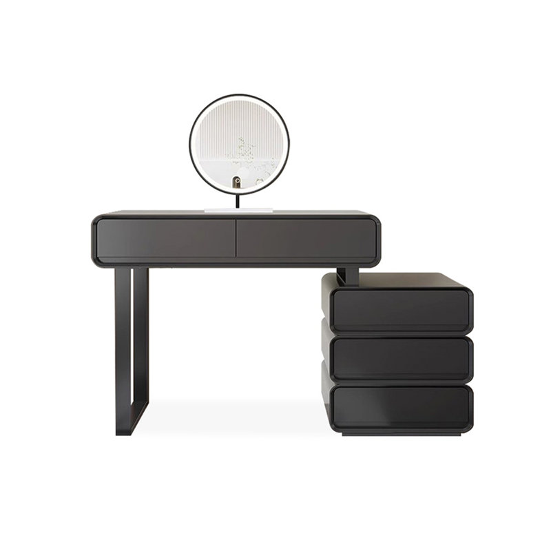 Coiffeuse de maquillage avec miroir lumineux, 5 tiroirs