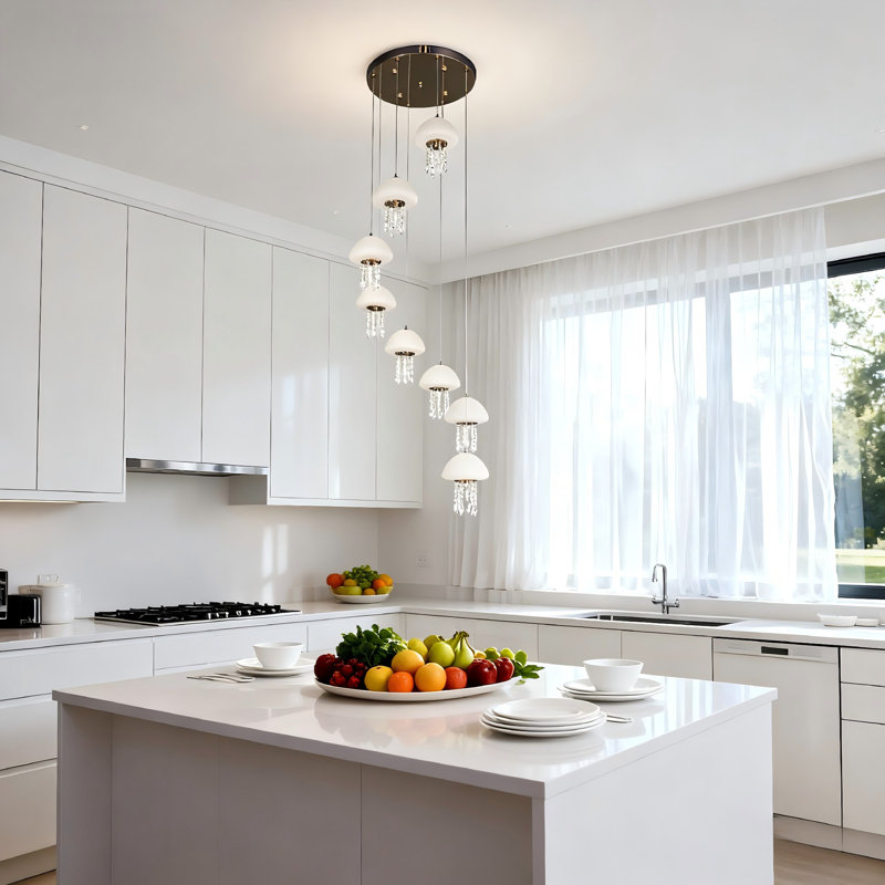 Lustre en grappe moderne à 8 lumières avec lumières DEL