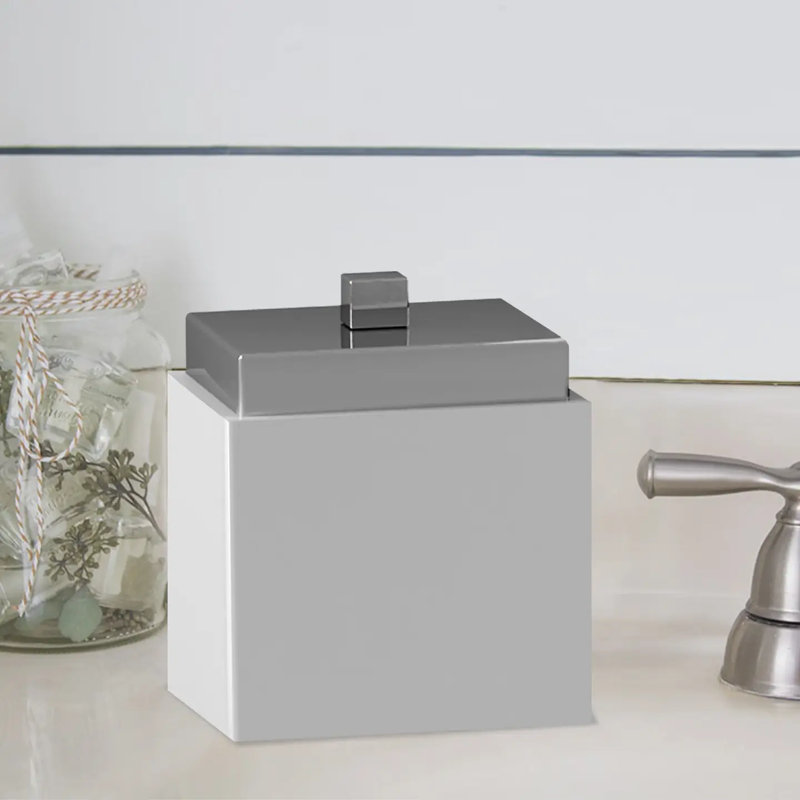 Meuble-lavabo Oneita | Rangement élégant pour les cotons-tiges, les balles, les éponges et les sels de bain | Pot décoratif pour salle de bain, chambre à coucher | Céramique / garniture en métal