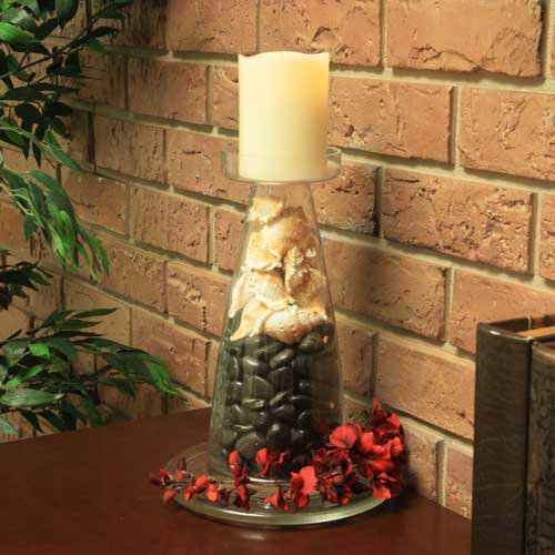 11'' H Glass Tabletop Candlestick with Candle Included