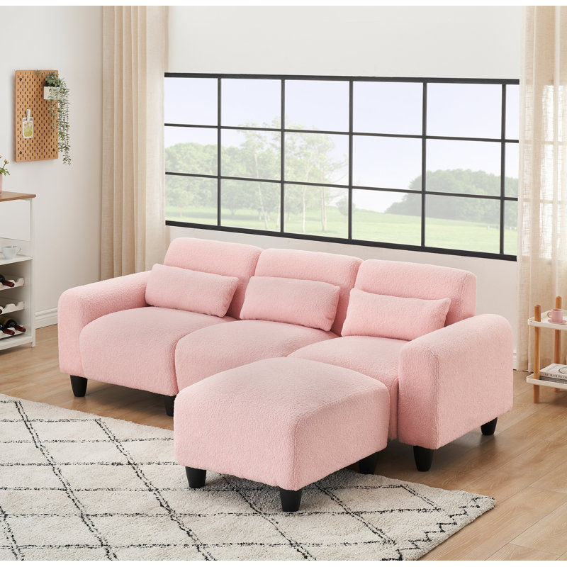 Eibe Upholstered 84.6'' Sofa, Pink Polyester Blend