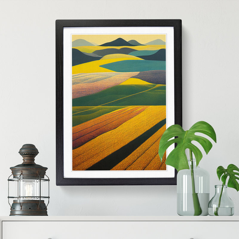 Wheat Field Stripes Vol.1 - Single Picture Frame Print, Black, 64cm H x 46cm W x 2cm D