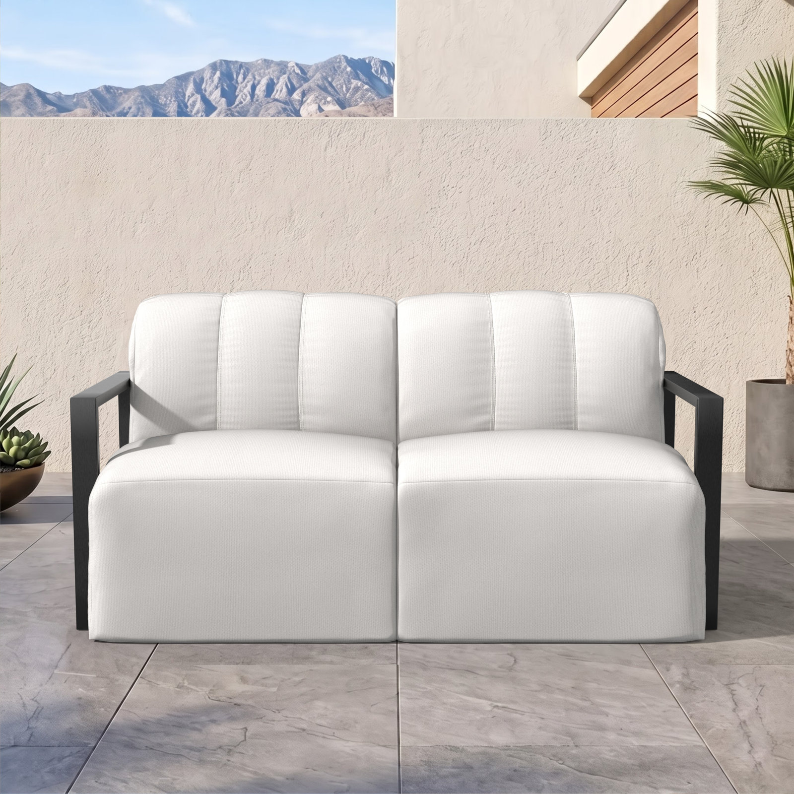 Rosalie 62" Sunbrella® Patio Loveseat, Sunbrella® Canvas Natural