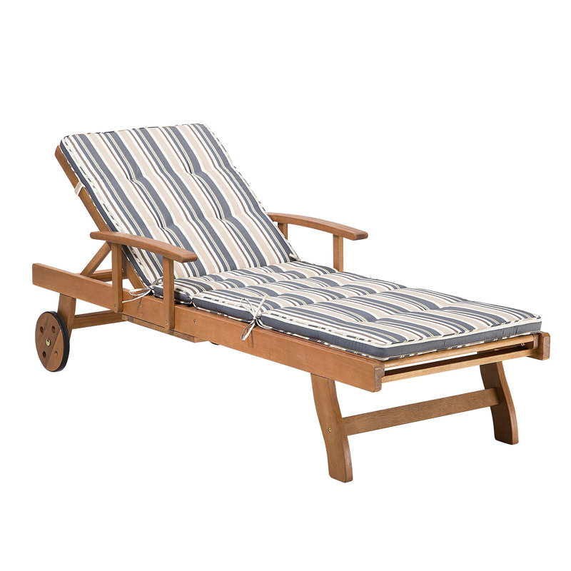 Batali 196cm Long Reclining Acacia Single Chaise with Cushions and Table