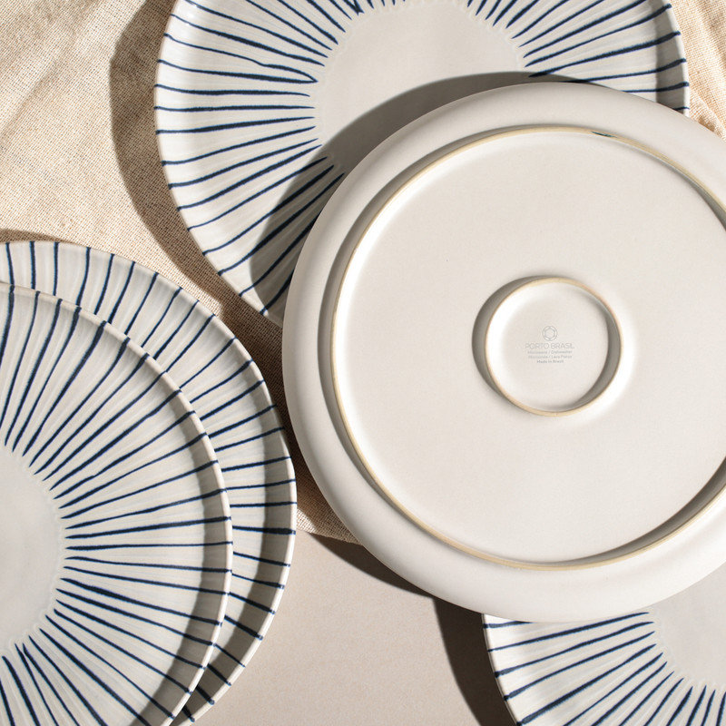 Handcrafted Blue and White Porcelain Dinner Plates, Set of 6