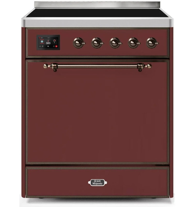 ILVE Majestic II 30 in Induction Range, Burgundy/Bronze
