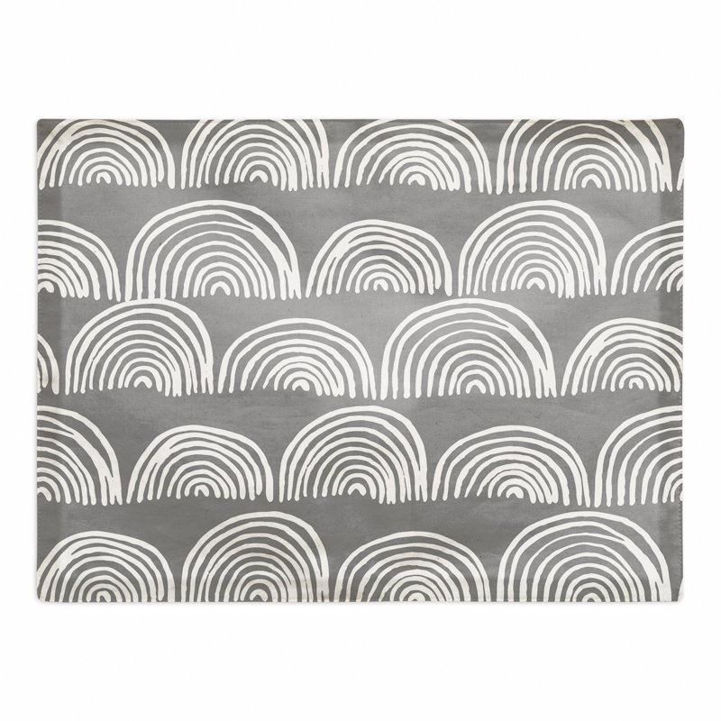 Poly Twill Abstract Rectangle Placemat, Gray
