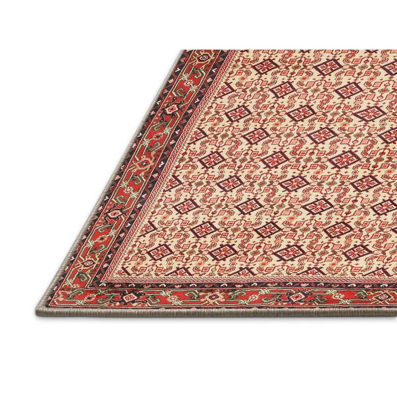 Tapis traditionnel rouge / beige Artem, Rectangle 7 pi x 10 pi