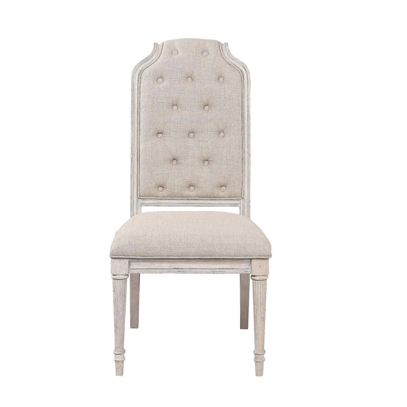 Ensemble de 2 chaises d'appoint Wynsor en tissu et finition champagne antique