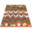Tapis orange / vert en laine noué à la main de conception unique 4 pi 10 po x 6 pi 6 po années 1960
