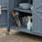Gray Blue Outdoor Prep Sink Island 304 Stainless Steel Sink Faucet Water Baffle 4 Wheels Outdoor Storage Cabinet-857892500