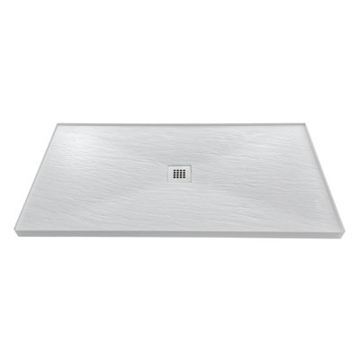 Receveur de douche en alcôve Streamline GSRB-659-635, 122 cm x 91 cm, en surface solide blanc mat avec bonde centrale