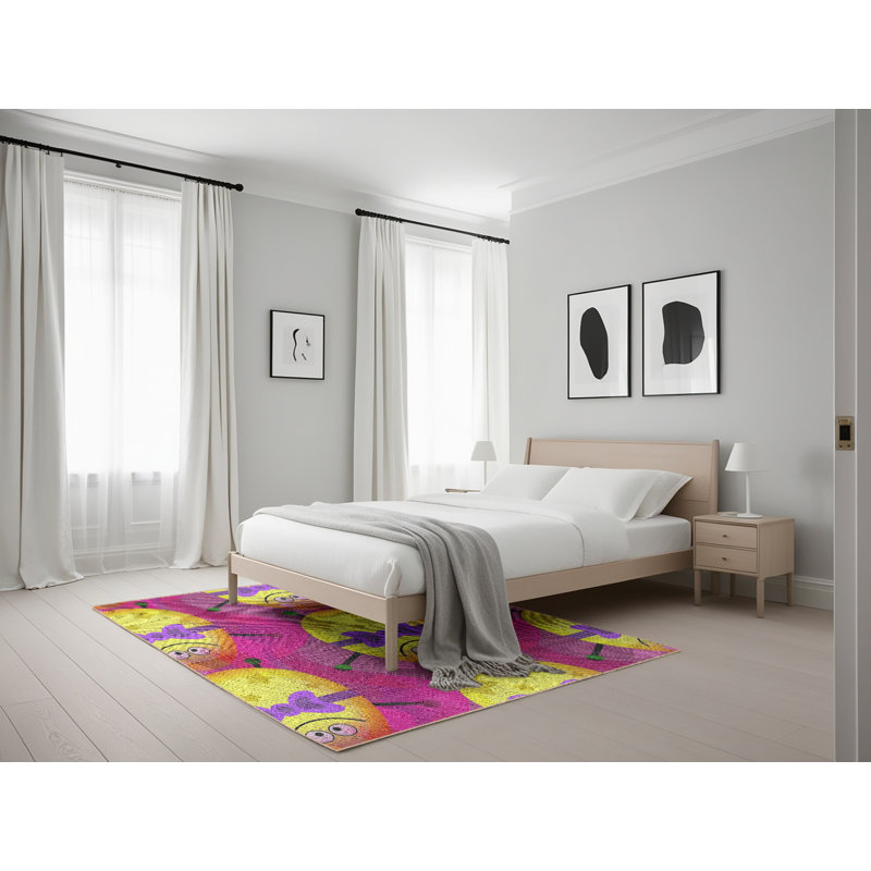 Tapis décoratif rose Pettiford, Rectangle 5 pi x 7 pi