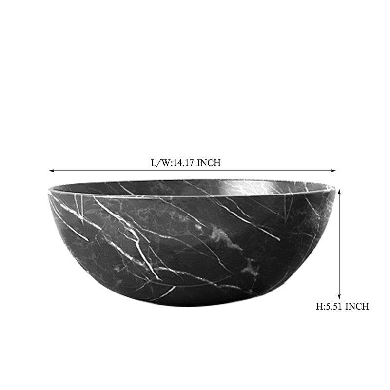 Lavabo de salle de bain en céramique 14 "avec motif de pierre en noir 14"