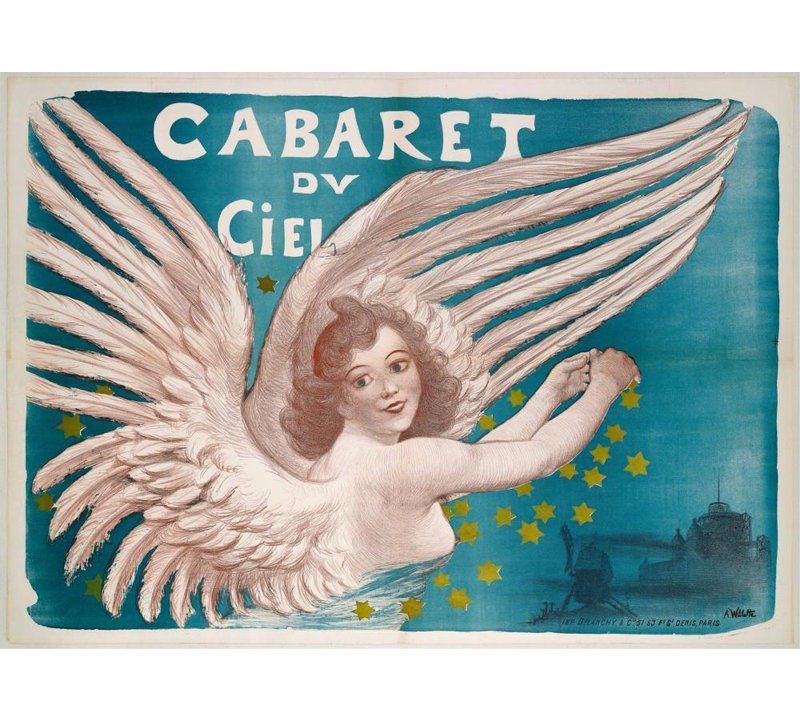 "Cabaret du ciel" par Adolphe Léon Willette - Toile tendue avec châssis, H 24 po x l 17 po
