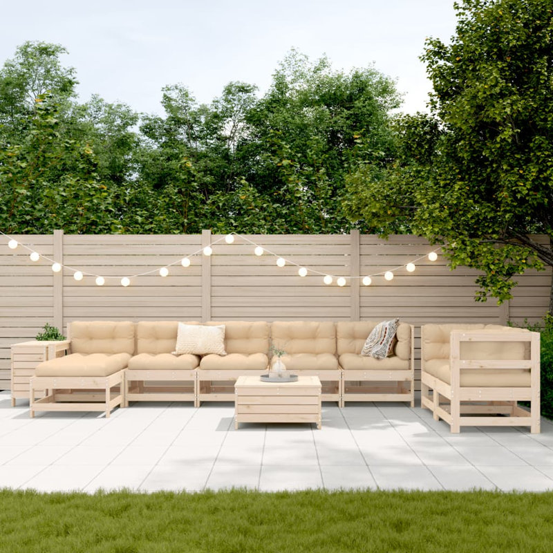  10 Piece Garden Sofa Set Impregnated Wood Pine, Natural Pine