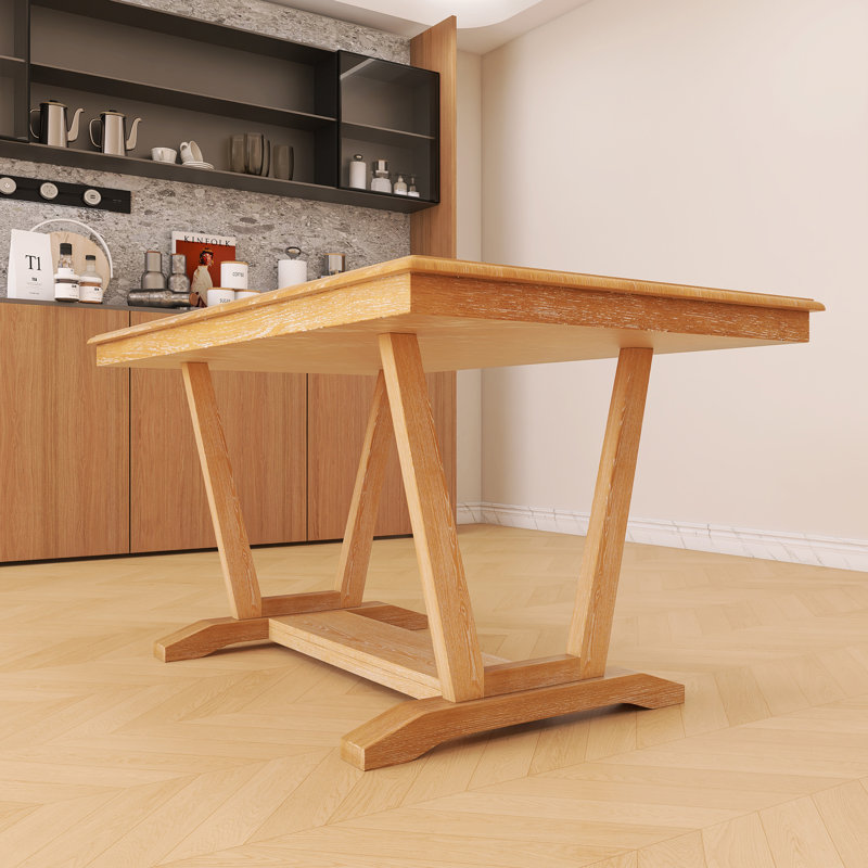 Ensemble de table de salle à manger 59 pièces 59,8 po avec 4 chaises rembourrées, Naturel