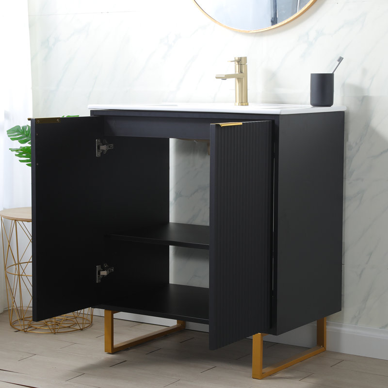 30'' Black Morden Freestanding Bathroom Vanity Set