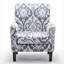 Fauteuil à motifs en mélange de polyester, structure en bois de bouleau massif avec pieds fuselés bruns, chaise d'appoint rembourrée de mousse avec garniture pour le bureau du salon