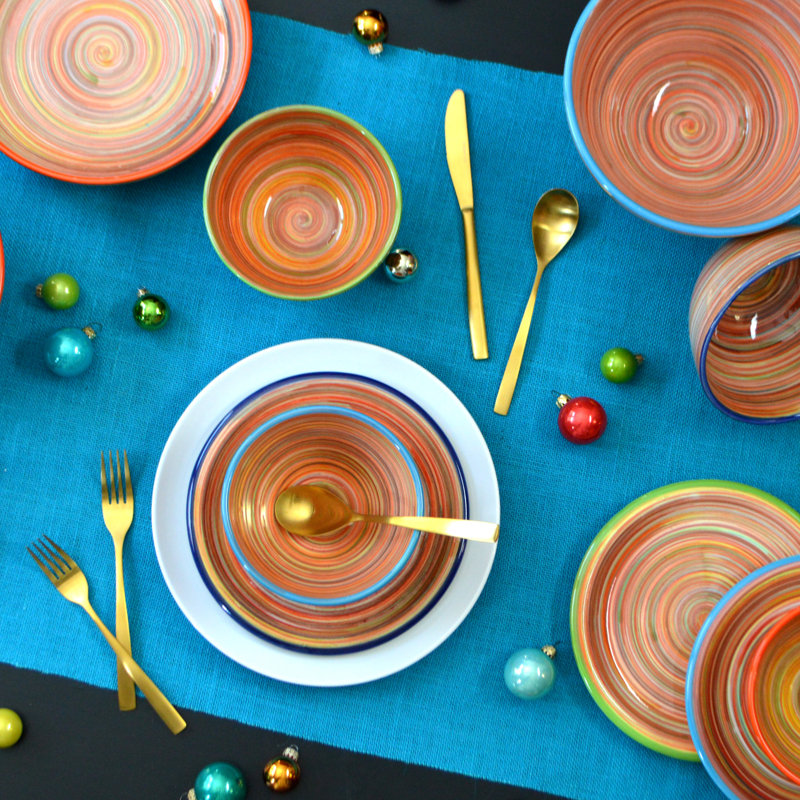 Ensemble de 3 bols empilables Raia, Orange/bleu