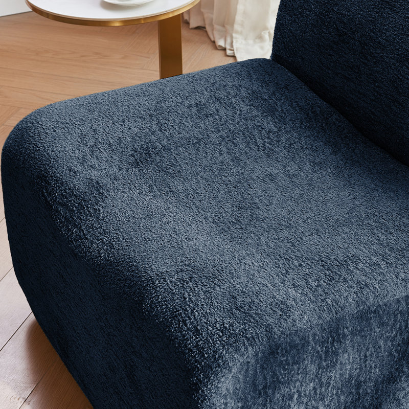Fauteuil de plancher en velours, fauteuil simple de conception minimaliste, fauteuil sans accoudoirs à compression entièrement éponge, avec repose-pieds