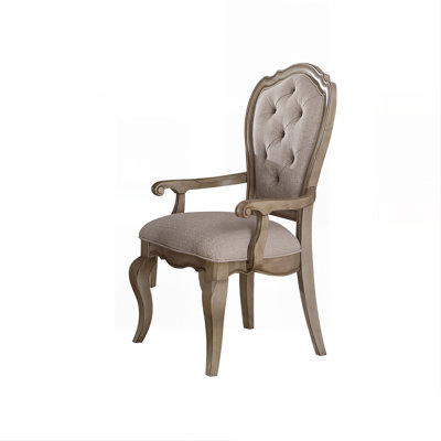 Chaise de salle à manger vintage classique en bois massif rembourrée avec accoudoirs