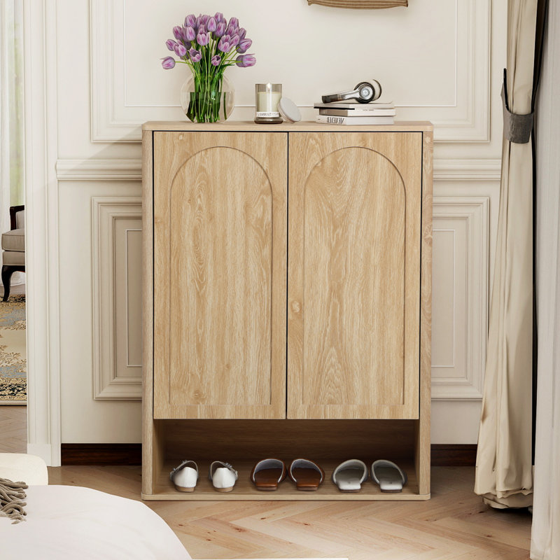15 Pair Shoe Storage Cabinet, Natural