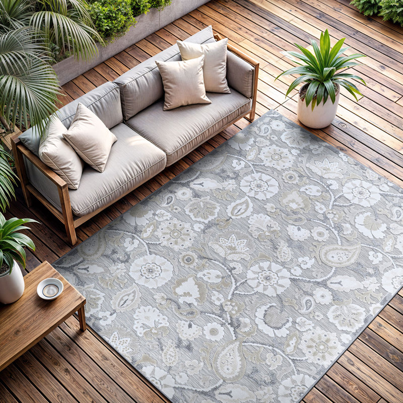 Floral Indoor / Outdoor Rug, Rectangle 10' x 14'