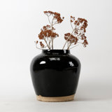 Black 9'' Indoor / Outdoor Porcelain Floor Vase
