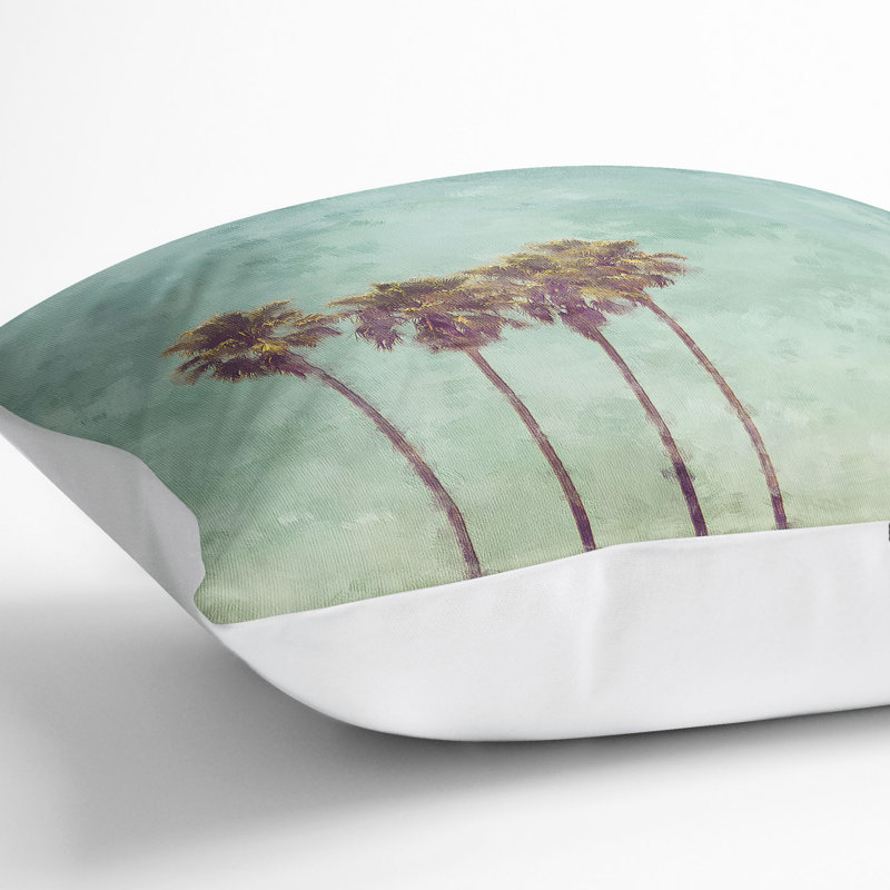 Summertime Palm Trees Painting Cushion with Filling, White, 55cm H x 55cm W x 20cm D