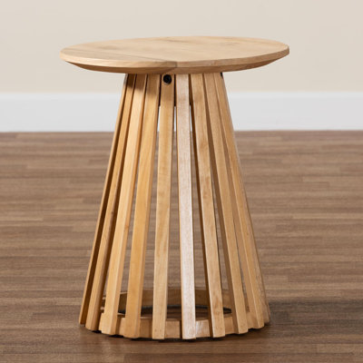Candiance Modern Slatted Acacia Wood End Table by Bayou Breeze