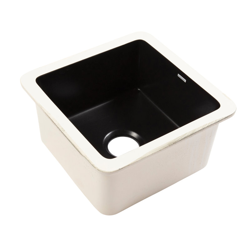 Évier de cuisine Eden de 18 po en céramique réfractaire noir mat à cuve unique, à encastrer sous plan, 18", Noir mat