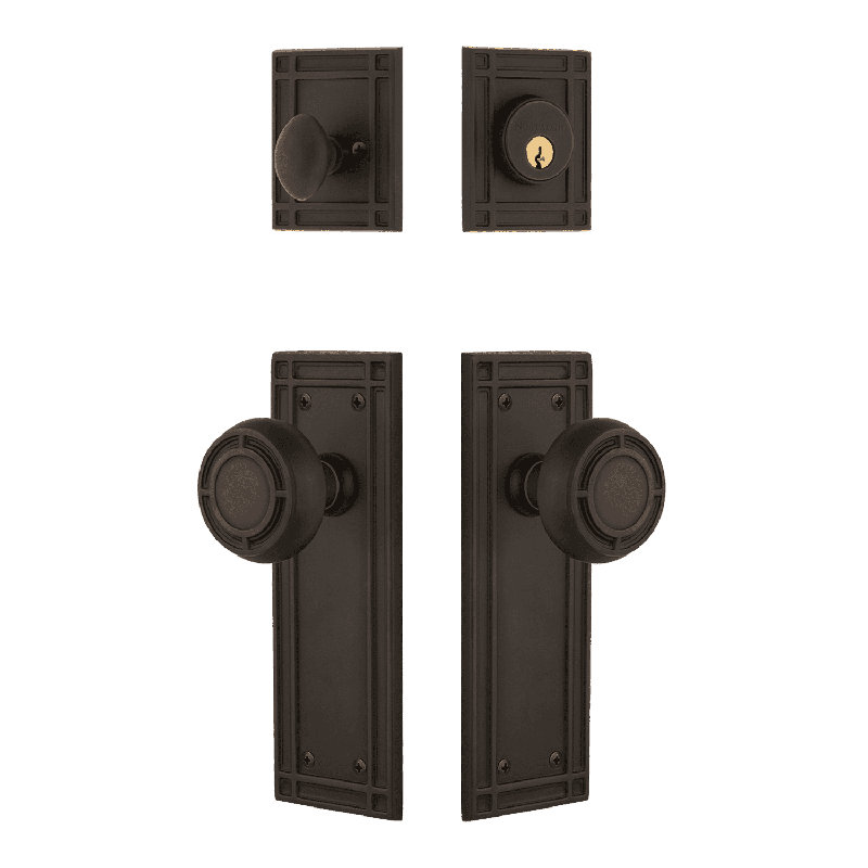 Nostalgic Warehouse Mission Entry Set with Mission Knob, 2.75, Oil-Rubbed Bronze