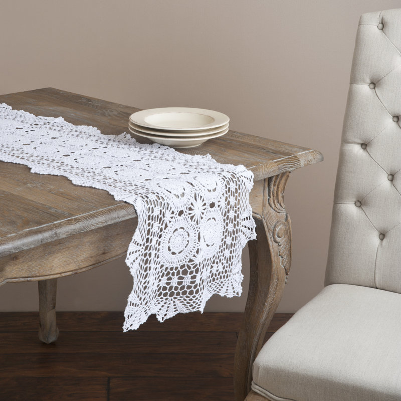 Cavaillon 100% Cotton Table Runner, 72" L x 16" W, White