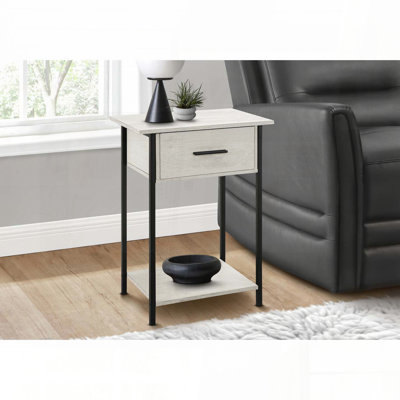 Table d'appoint contemporaine à 2 niveaux avec tiroir et tablette en chêne délavé