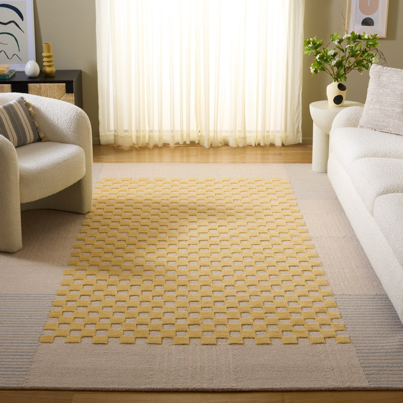 Genre 207 Checkered Hand Tufted 85% Wool; 15% Cotton Geometric Shapes Rug, Rectangle 8' x 10'