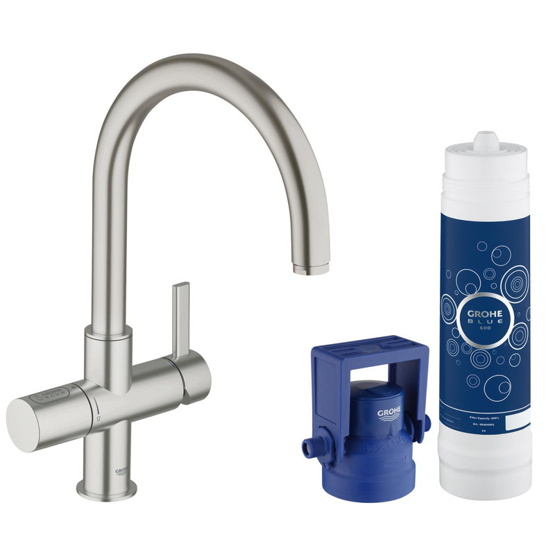 Robinet de salle de bain monotrou Blue Water, Acier hyper durable