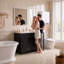 Meuble-lavabo sculpté de style français, offrant un grand espace de rangement grâce à ses 4 portes à fermeture en douceur et ses 2 tiroirs.-792027362