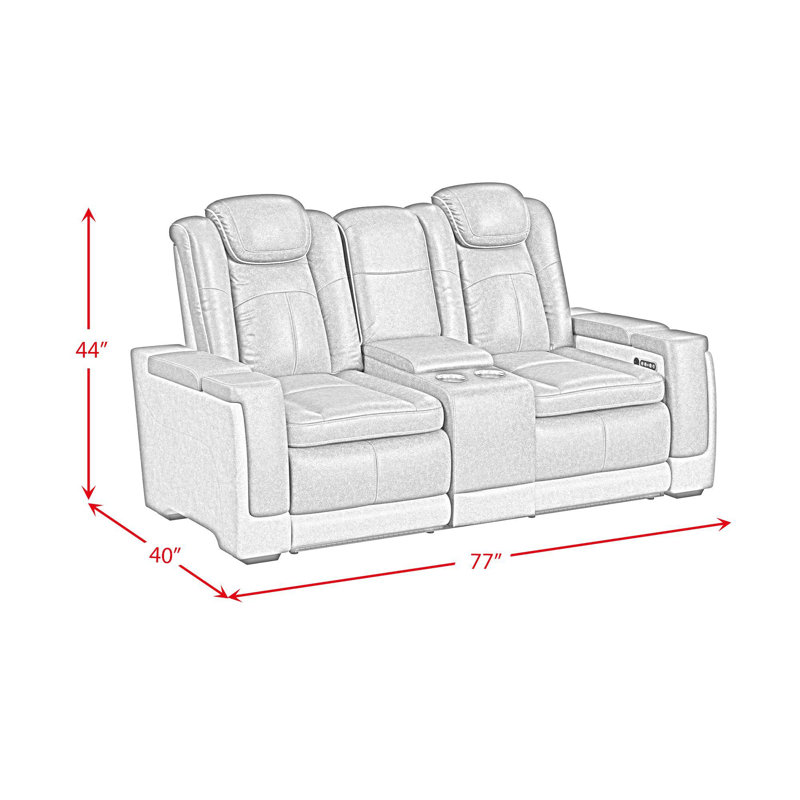 Ivy Bronx Taionna Power Motion Loveseat with Power Headrest, Led, and Console in Rocky Grey/Brown