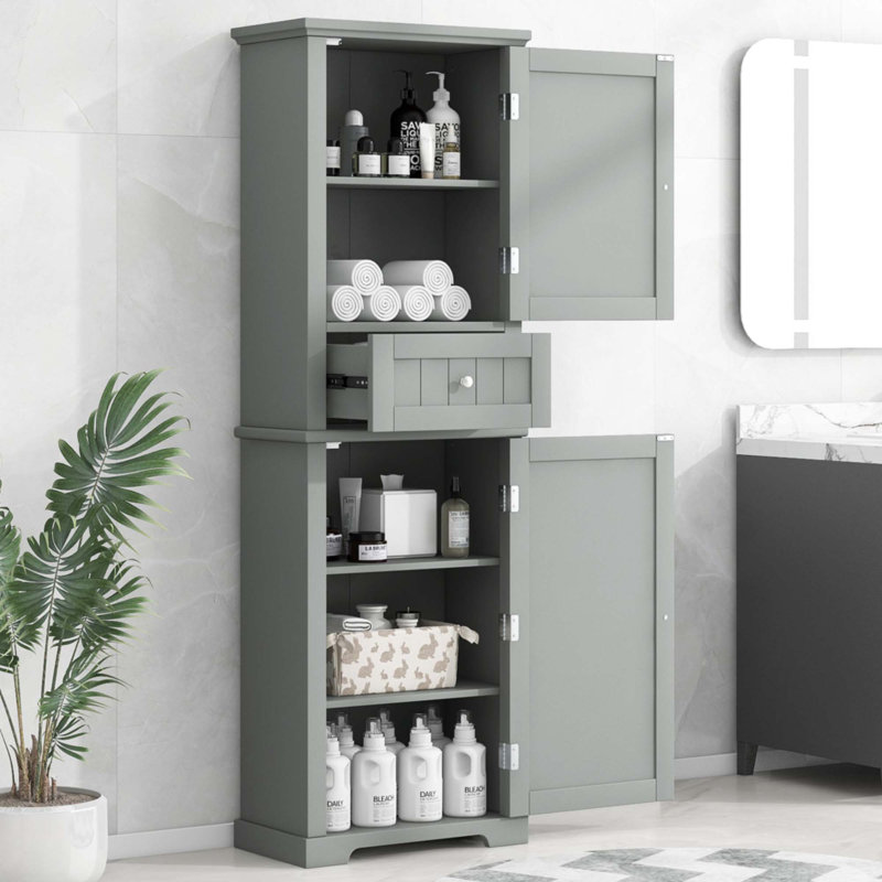 Tall Bathroom Storage Cabinet, Gray