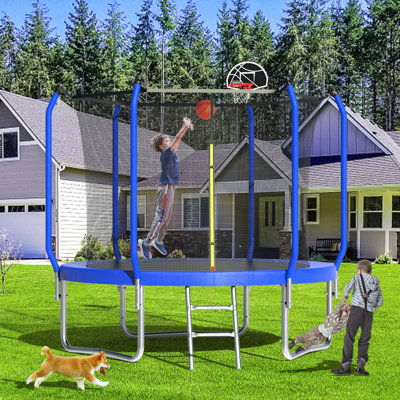 Modern Luxe Furniture 8' Round Backyard Trampoline with Safety Enclosure