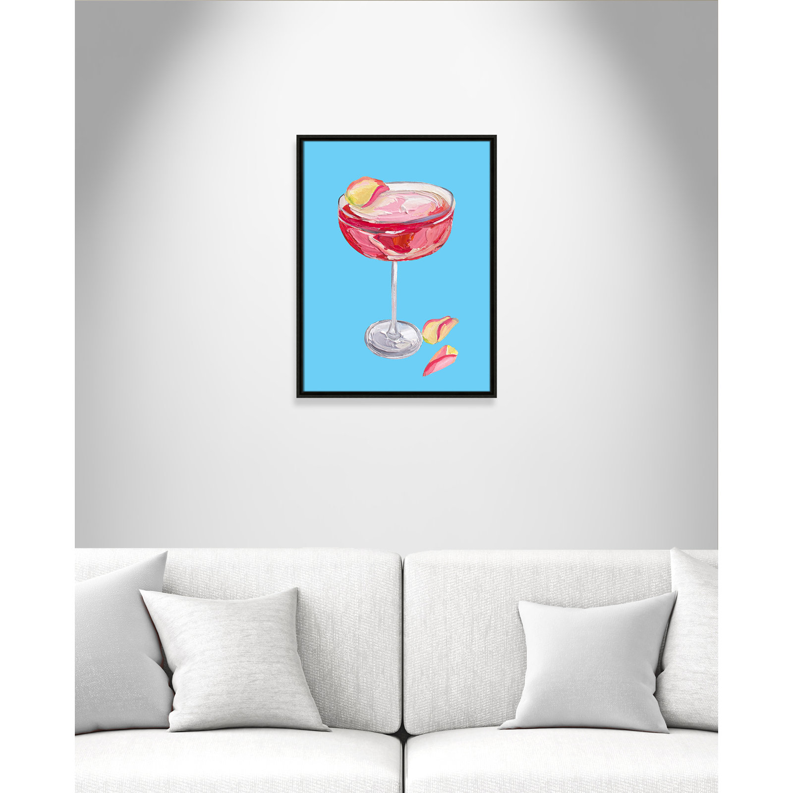 Sparkling Rose Gin Cocktail Print by Straker, 25.5" H x 19.5" W, Espresso Floater