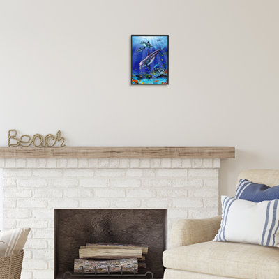 Au-487-Giclee " Aquatic Dolphins & Fish " by Interlitho