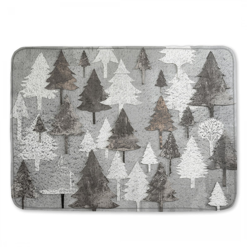 Tapis de bain gris et blanc, L 24 po x L 17 po